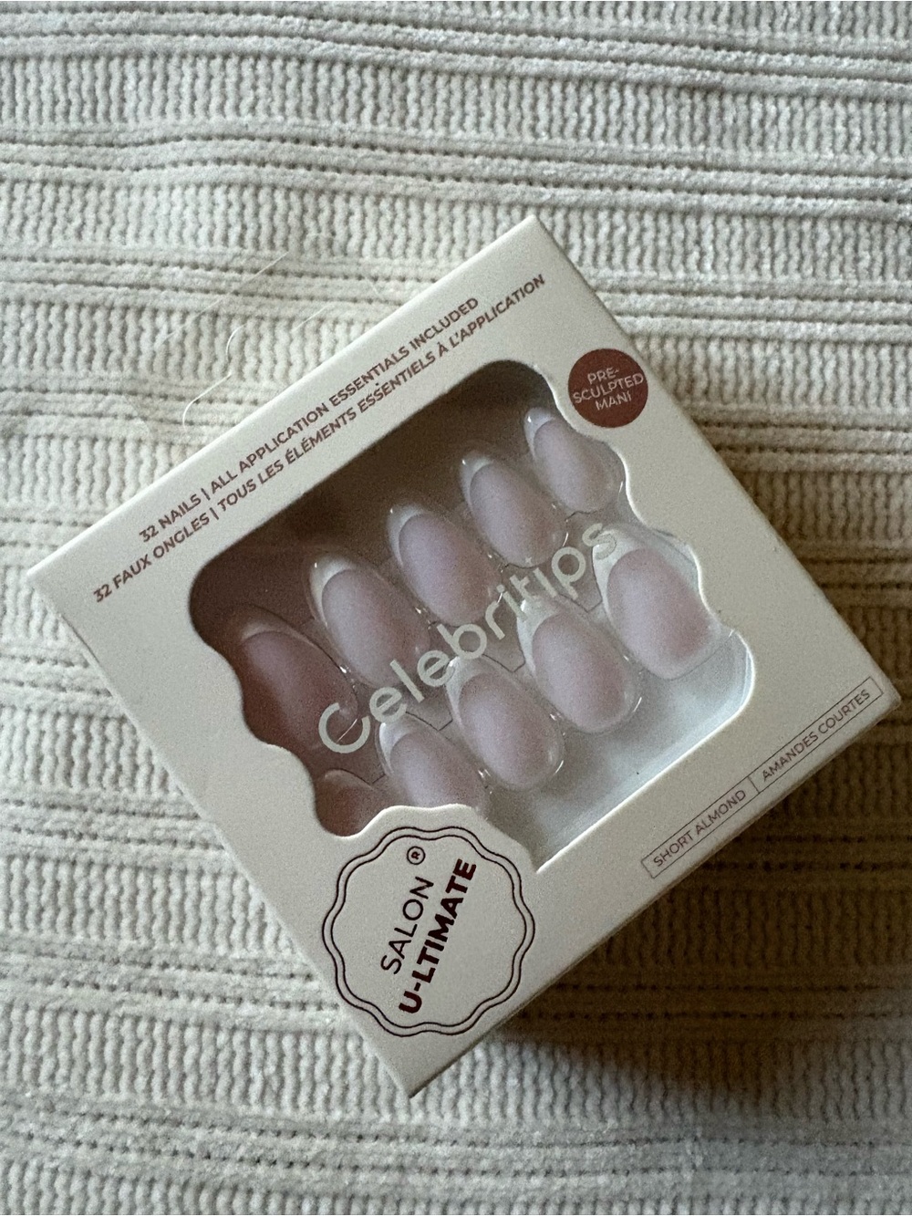 Celebritips Salon Ultimate Short Almond Press-On Nails Pink Classic French